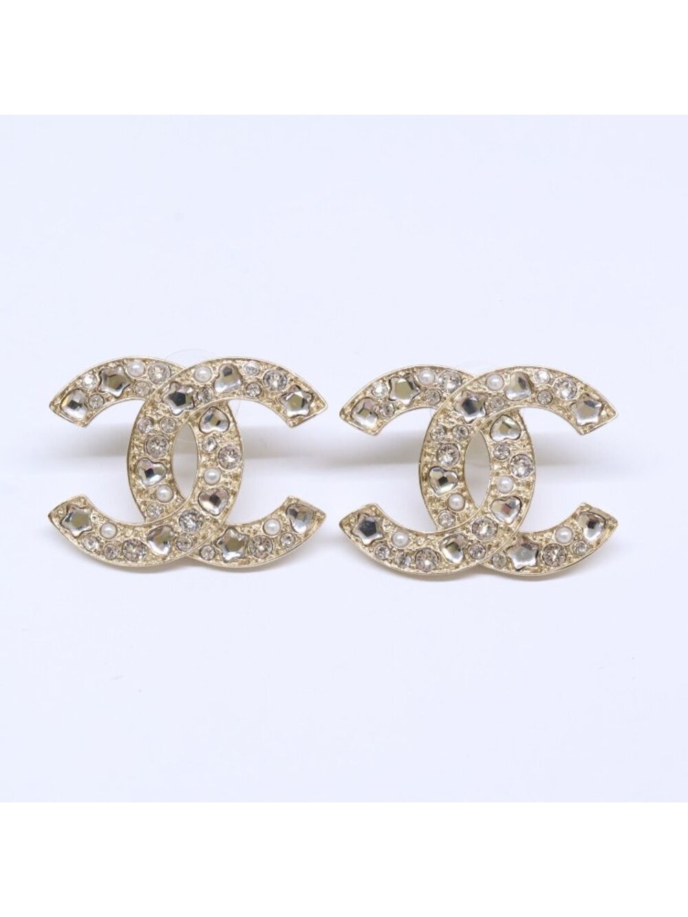 Chanel Rhinestone CC Logo Earrings